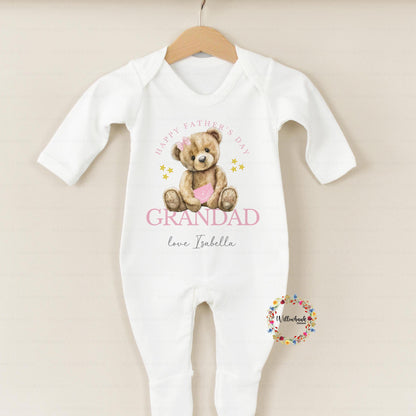 Personalised Happy Father's Day Baby Grow l Teddy Bear l Grandad l Baby's First Father's Day l Gramps l Pops l Grandpa l Onesie l Sleepsuit