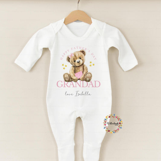 Personalised Happy Father's Day Baby Grow l Teddy Bear l Grandad l Baby's First Father's Day l Gramps l Pops l Grandpa l Onesie l Sleepsuit