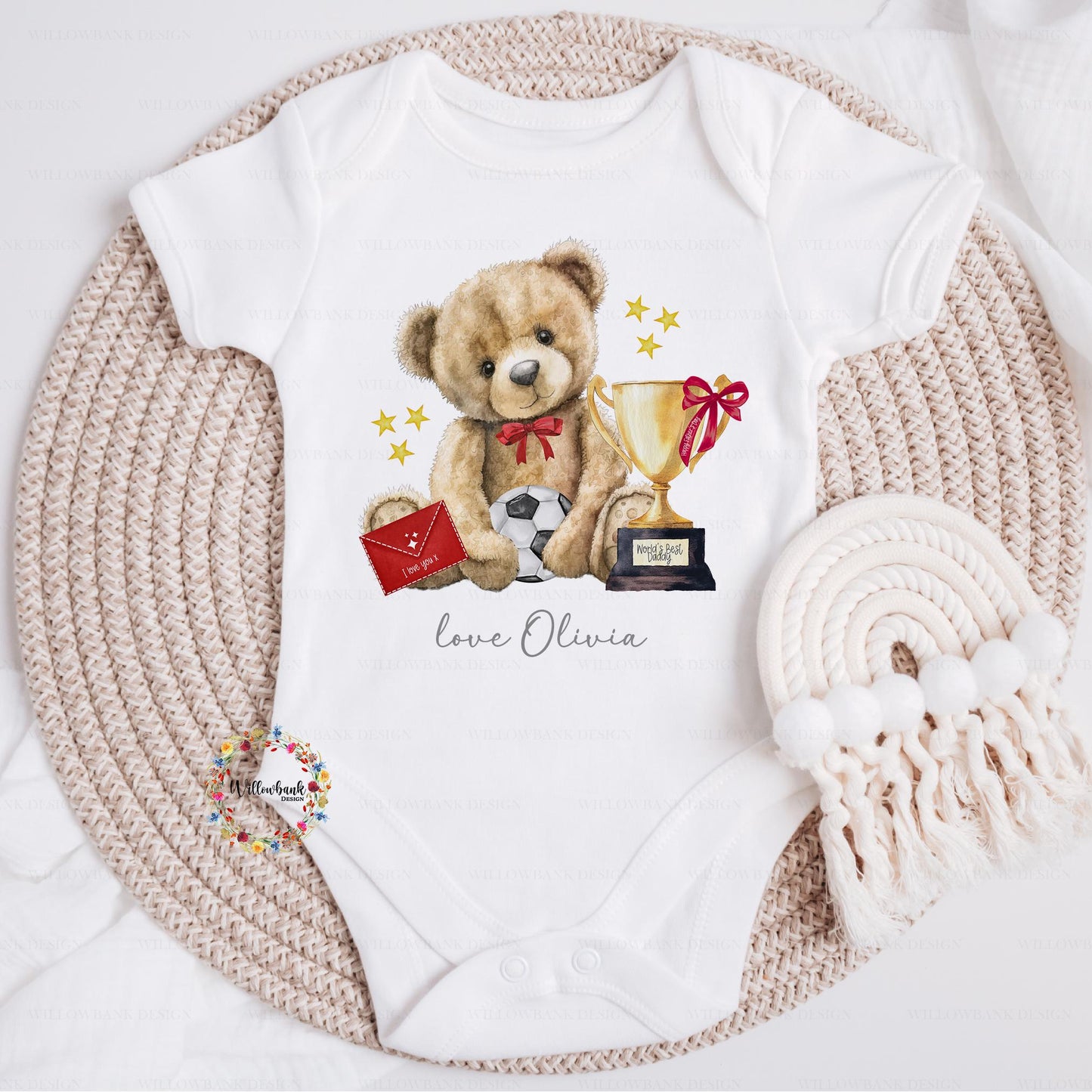 Personalised Happy Father's Day Baby Grow l Teddy Bear l Baby Vest l Baby's First Father's Day l Dadda l Dada l 1st Father's Day l Onesie