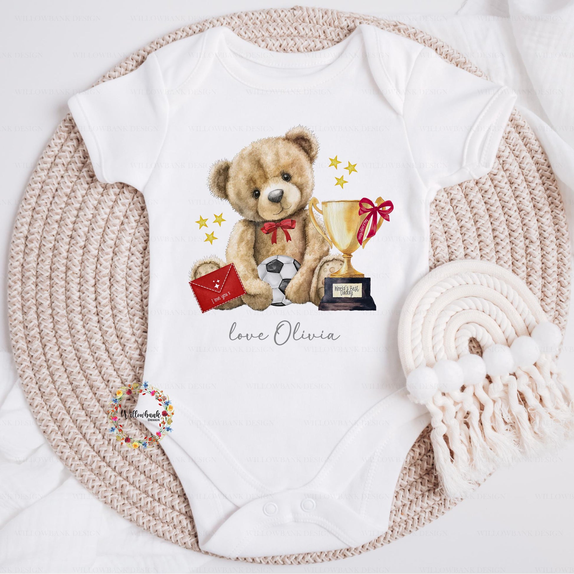 Personalised Happy Father's Day Baby Grow l Teddy Bear l Baby Vest l Baby's First Father's Day l Dadda l Dada l 1st Father's Day l Onesie