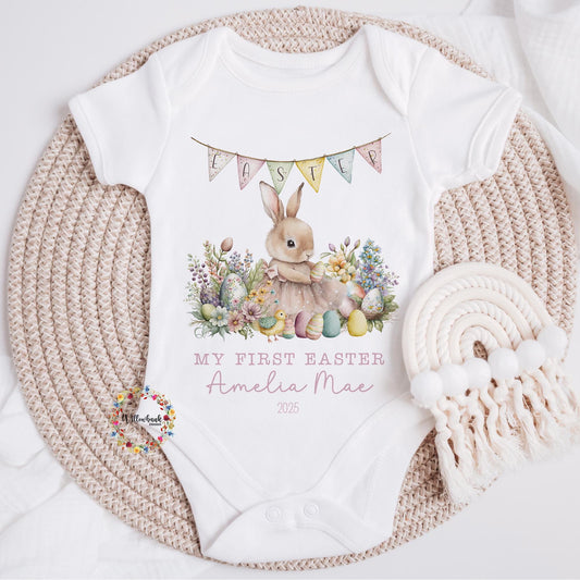 Personalised My First Easter Baby Grow l Bunny Rabbit l 1st Easter l Happy Easter l First Easter Outfit