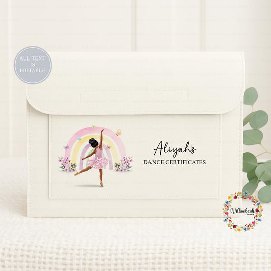 Personalised Ballet Certificate Document Holder l Dance Certificate Holder l Ballerina Rainbow
