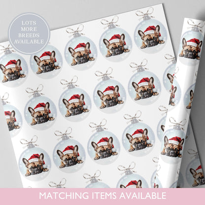 French Bulldog Christmas Bauble Wrapping Paper l Frenchie l Gift Wrap l Dog Xmas Paper l Christmas Pup l Dog Lover l Dog Mama l Custom