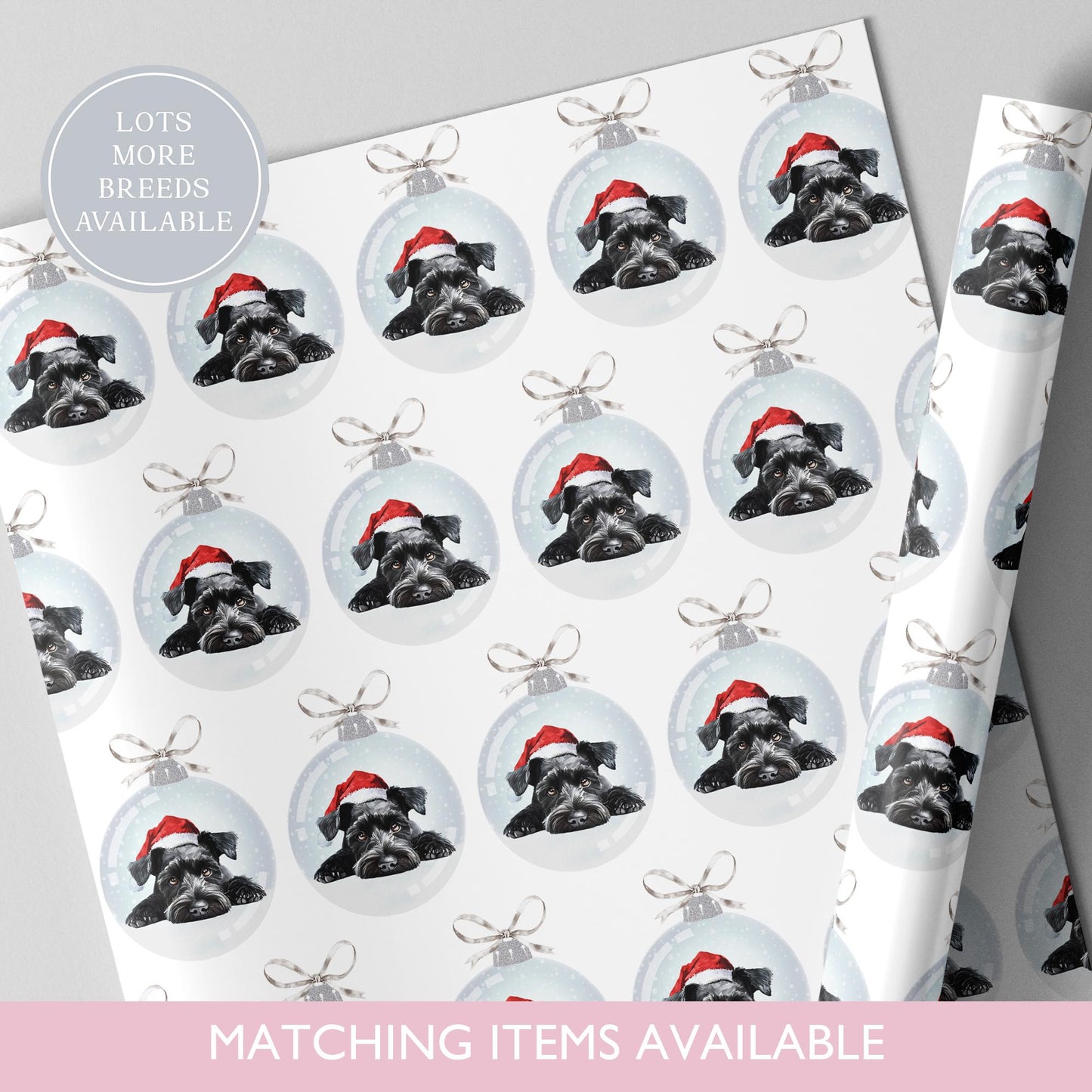 Miniature Schnauzer Christmas Bauble Wrapping Paper l Gift Wrap l Dog Xmas Paper l Christmas Pup l Dog Lover l Dog Mama l Fur Baby l Custom