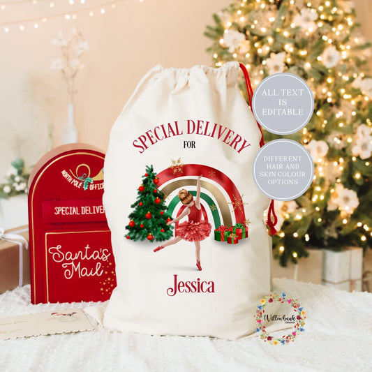 Personalised Ballerina Christmas Sack l Personalised Christmas Sack l Ballet Dancer l Xmas Sack l Christmas Eve l Ballet Christmas
