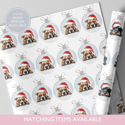 Staffie Christmas Bauble Wrapping Paper l Staffordshire Bull Terrier Gift Wrap l Dog Xmas Paper l Christmas Pup l Dog Lover l Custom
