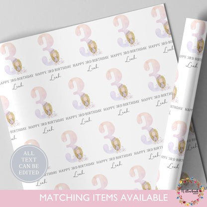 Personalised Princess Wrapping Paper l Custom Gift Wrap l Children's Birthday Theme l Kids Birthday l Princess Crown