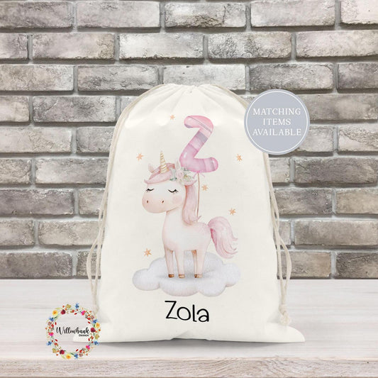 Personalised Unicorn Drawstring Bag l Gym Bag l PE Bag l Back To School l Girls School Bag