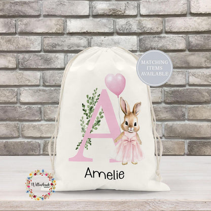 Personalised Bunny Rabbit Drawstring Bag l Gym Bag l PE Bag l Back To School l Nursery Bag l Pre School