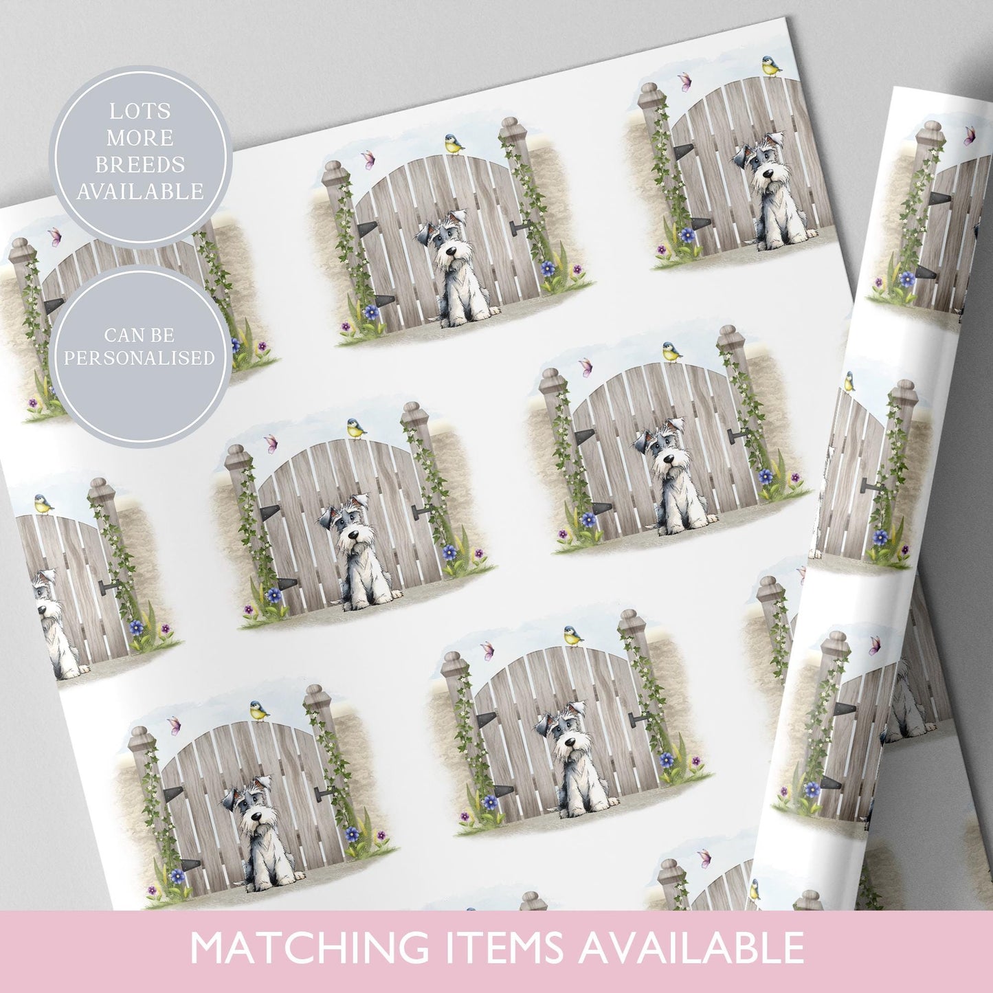Custom Miniature Schnauzer Wrapping Paper l Gift Wrap l Dog Paper l Dog Lover l Dog Mama l Birthday Paper