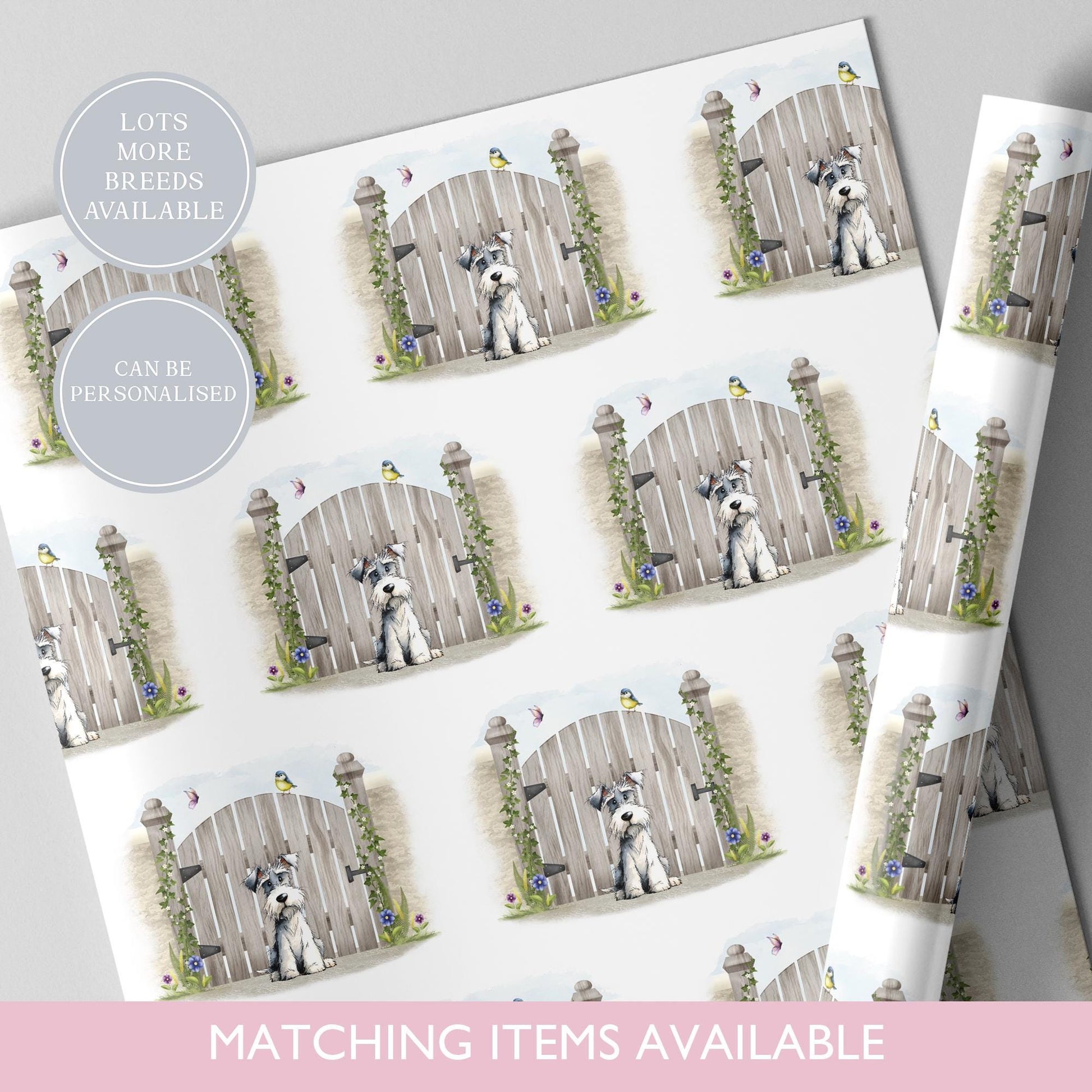 Custom Miniature Schnauzer Wrapping Paper l Gift Wrap l Dog Paper l Dog Lover l Dog Mama l Birthday Paper