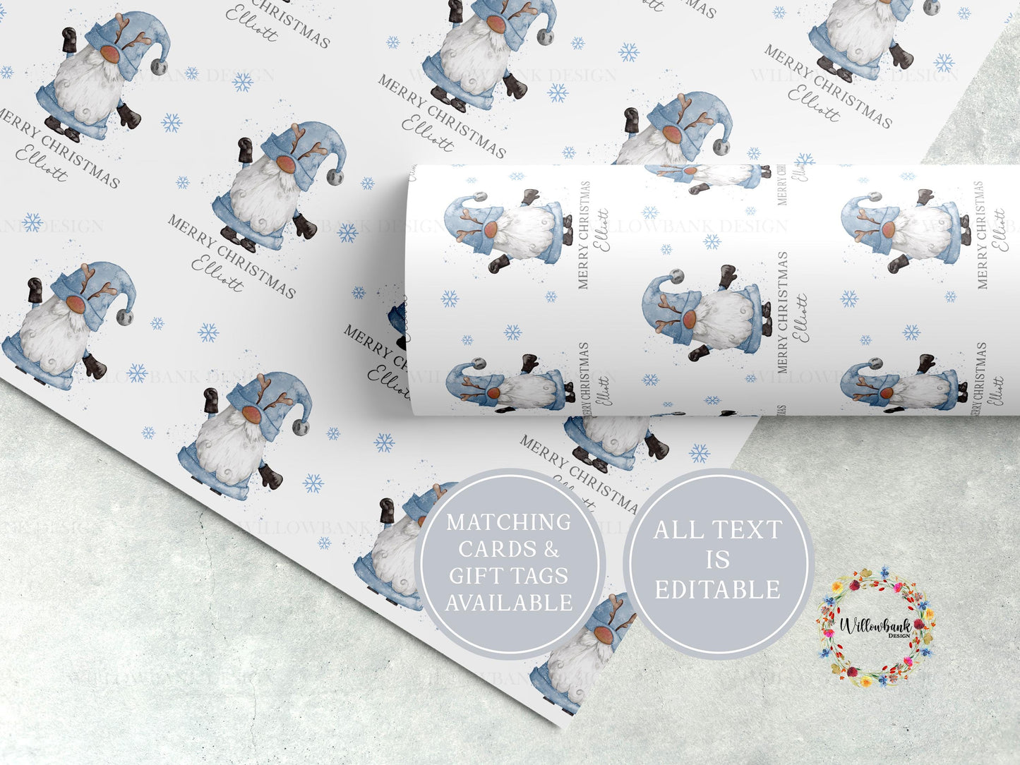 Personalised Christmas Gonk Wrapping Paper l Gift Wrap l Kids Christmas l Custom Gift Paper l First Christmas l Xmas Gnome