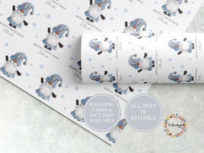 Personalised Christmas Gonk Wrapping Paper l Gift Wrap l Kids Christmas l Custom Gift Paper l First Christmas l Xmas Gnome