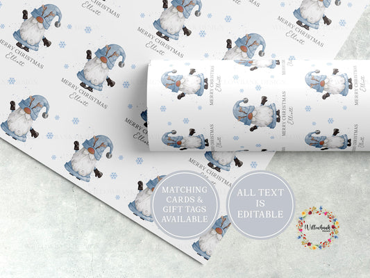 Personalised Christmas Gonk Wrapping Paper l Gift Wrap l Kids Christmas l Custom Gift Paper l First Christmas l Xmas Gnome