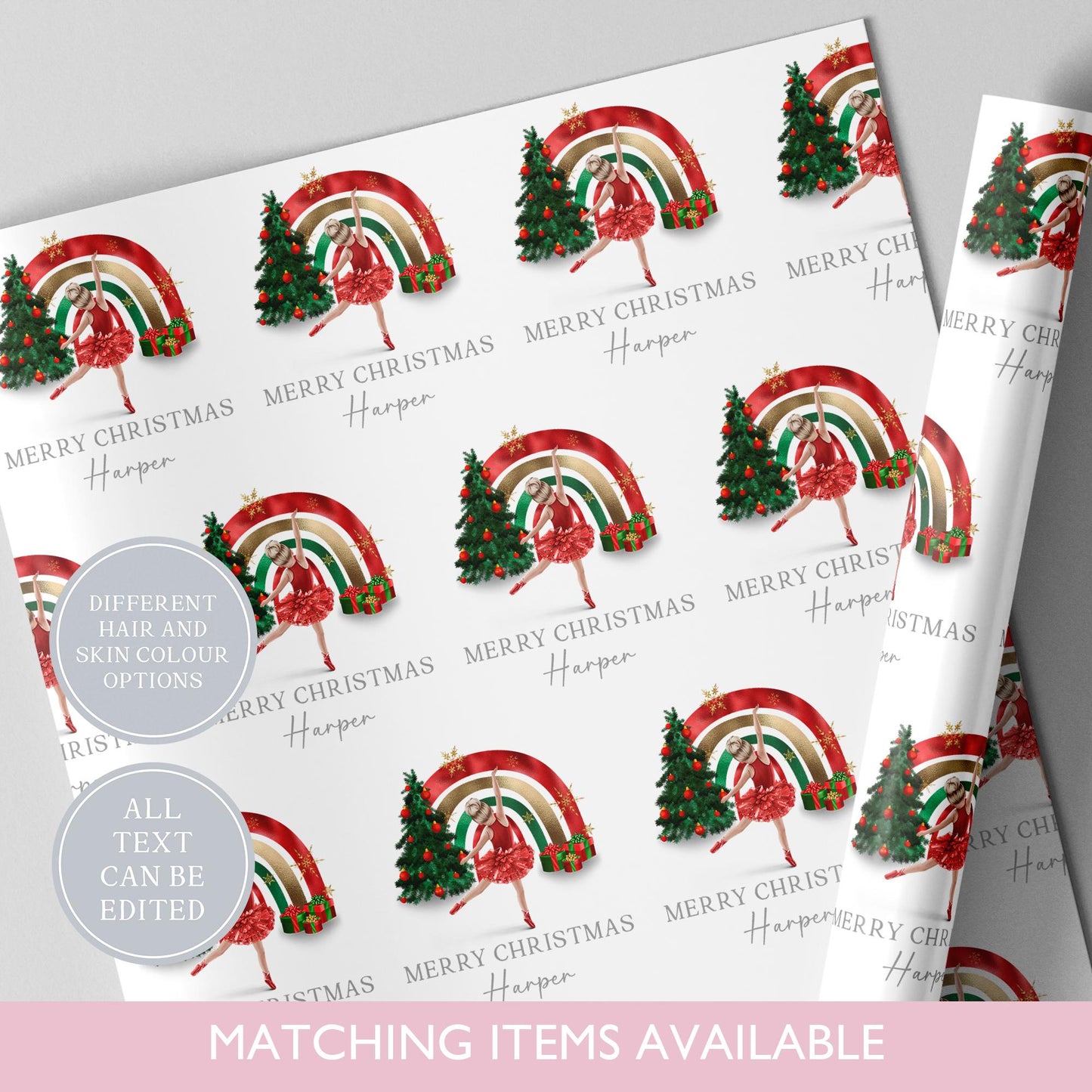Personalised Ballerina Christmas Wrapping Paper l Gift Wrap l Kids Christmas l Custom l Ballet