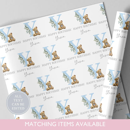 Personalised Teddy Bear Wrapping Paper l Custom Gift Wrap l Luxury Wrapping Paper l Birthday Wrapping Paper l New Baby Gift