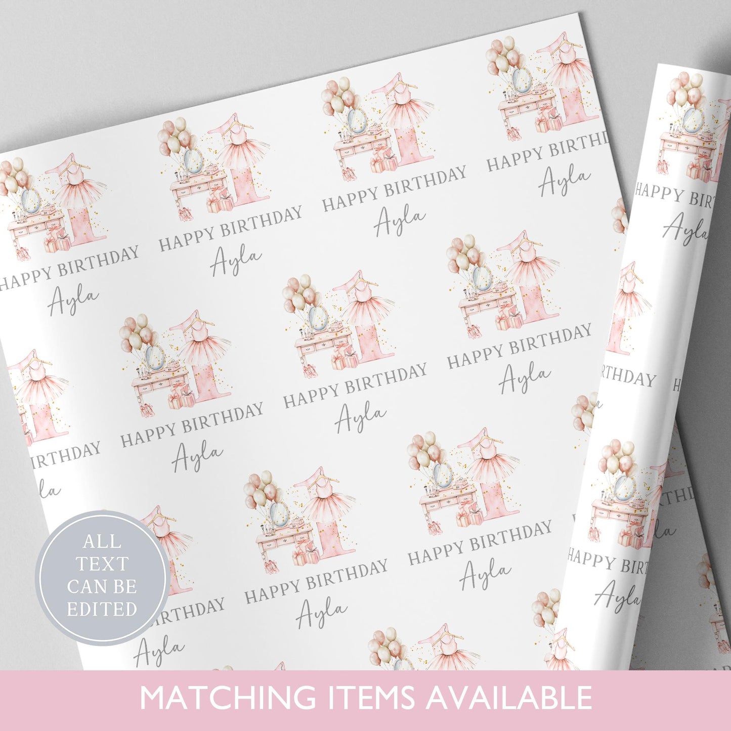 Personalised Ballerina Wrapping Paper l Custom Gift Wrap l Ballet Gift l Dance Gift l Ballerina Birthday Gift l Children's Birthday