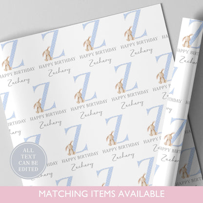 Personalised Bunny Rabbit Birthday Wrapping Paper l Custom Gift Wrap l First Birthday l Birthday Gift l Children's Birthday l Luxury