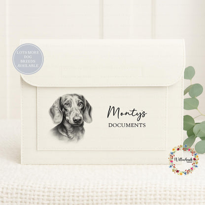 Personalised Dog Documents Felt Folder l Vet Records l Custom Pet Folder l Schnauzer l Dachshund l Border Terrier l Staffy