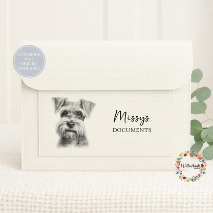 Personalised Dog Documents Felt Folder l Vet Records l Custom Pet Folder l Schnauzer l Dachshund l Border Terrier l Staffy