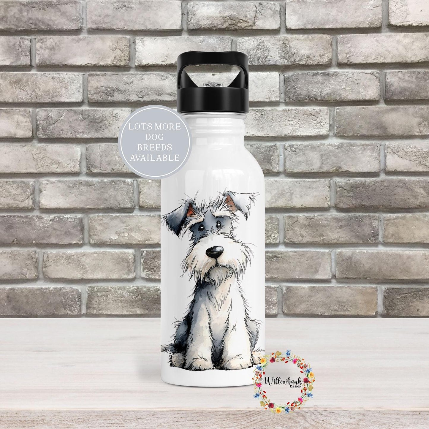 Doodle Dog Water Bottle l Drinks Bottle l Dog Lover l 600ml Straw Bottle l Custom Dog l Dog Owner Gift l Personalised