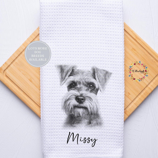 Personalised Miniature Schnauzer Dog Tea Towel l Different Breeds Available l Teatowel l Dog Towel l Kitchen Towel