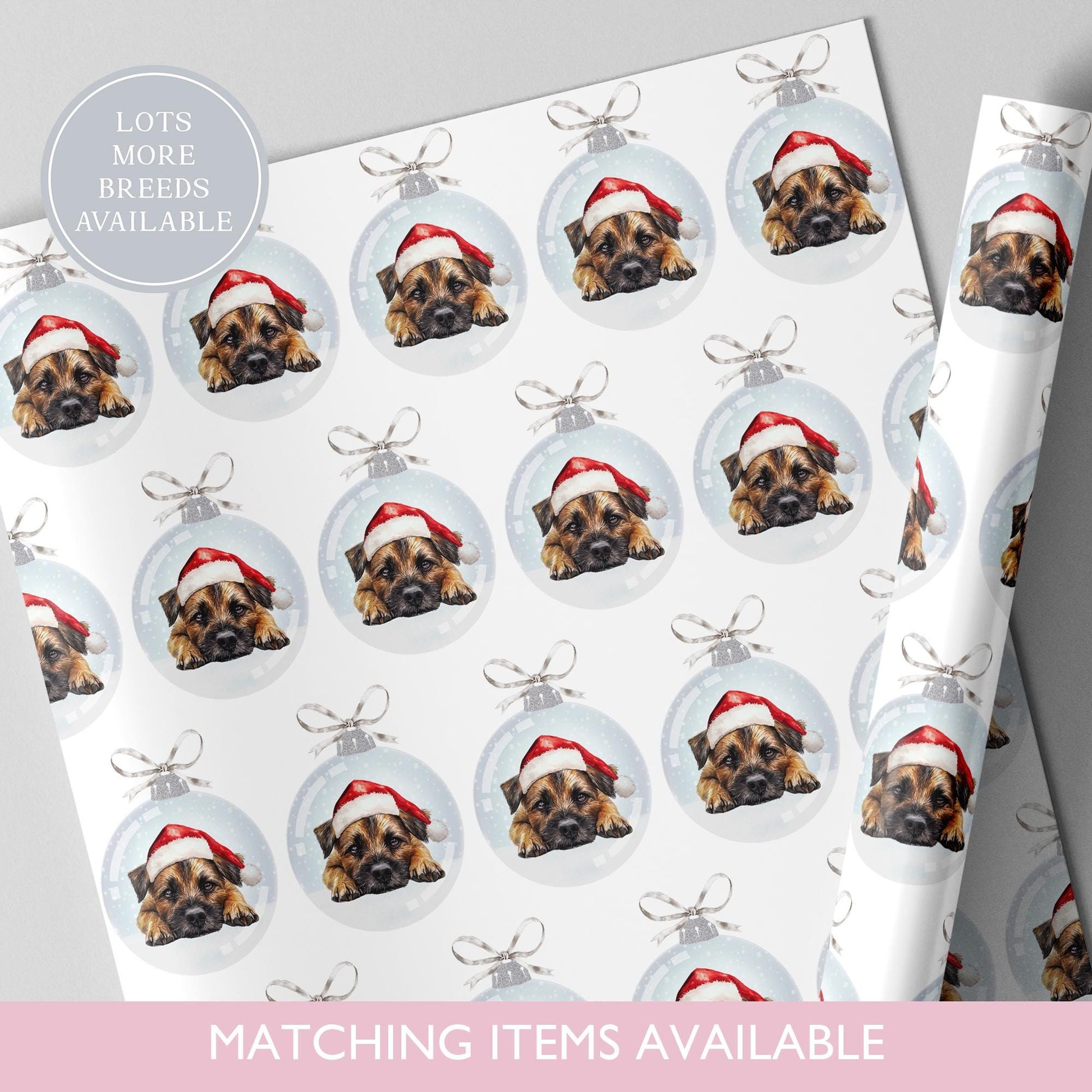 Border Terrier Christmas Bauble Wrapping Paper l Gift Wrap l Dog Xmas Paper l Christmas Pup l Dog Lover l Dog Mama l Fur Baby l Custom