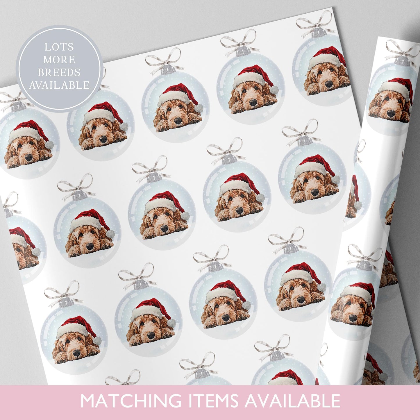 Goldendoodle Christmas Bauble Wrapping Paper l Golden Doodle l Gift Wrap l Dog Xmas Paper l Christmas Pup l Dog Lover l Dog Mama l Custom