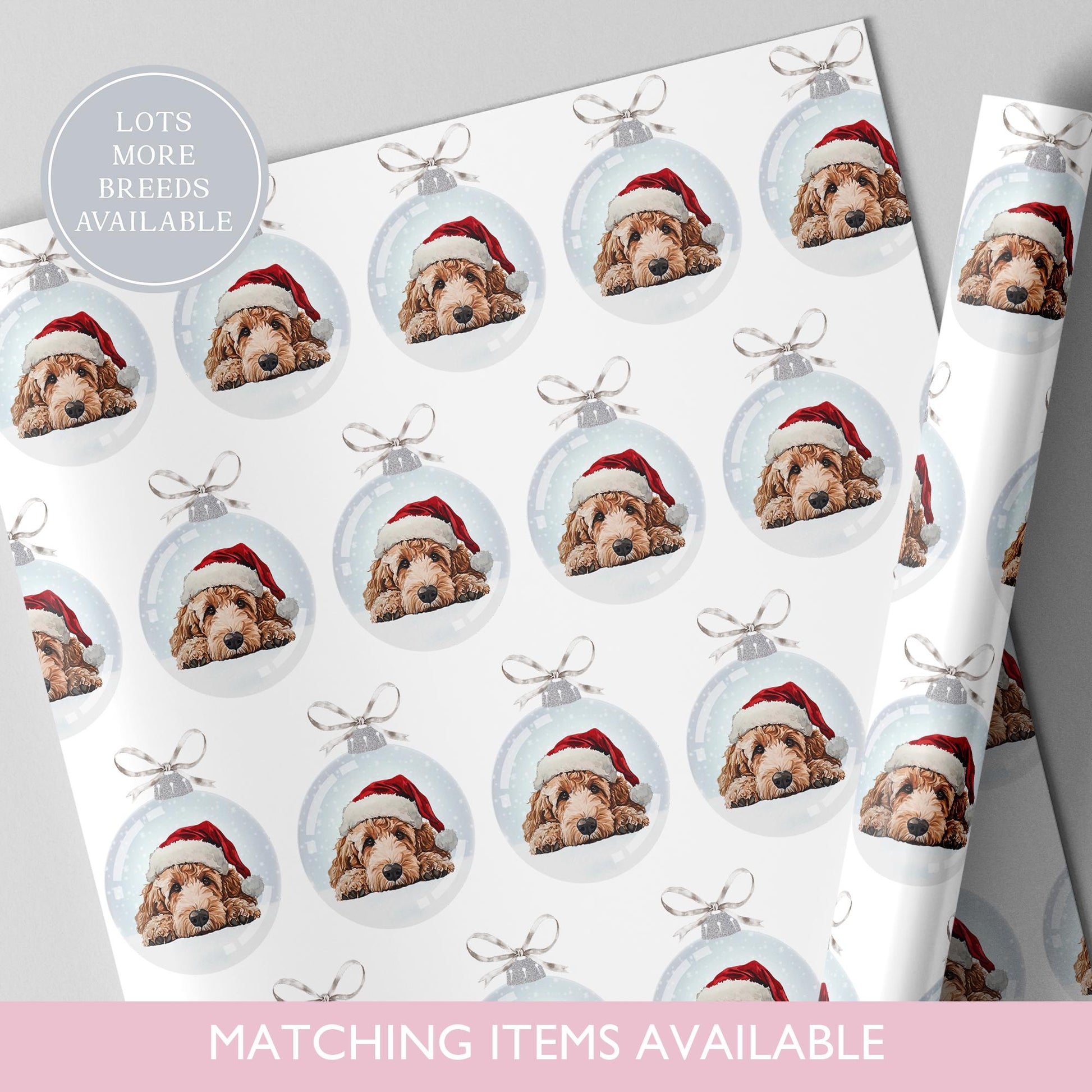 Goldendoodle Christmas Bauble Wrapping Paper l Golden Doodle l Gift Wrap l Dog Xmas Paper l Christmas Pup l Dog Lover l Dog Mama l Custom