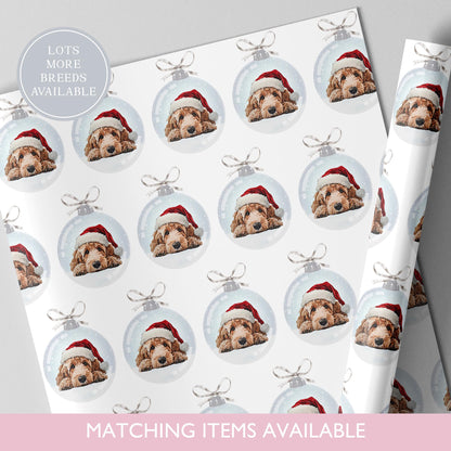 Goldendoodle Christmas Bauble Wrapping Paper l Golden Doodle l Gift Wrap l Dog Xmas Paper l Christmas Pup l Dog Lover l Dog Mama l Custom