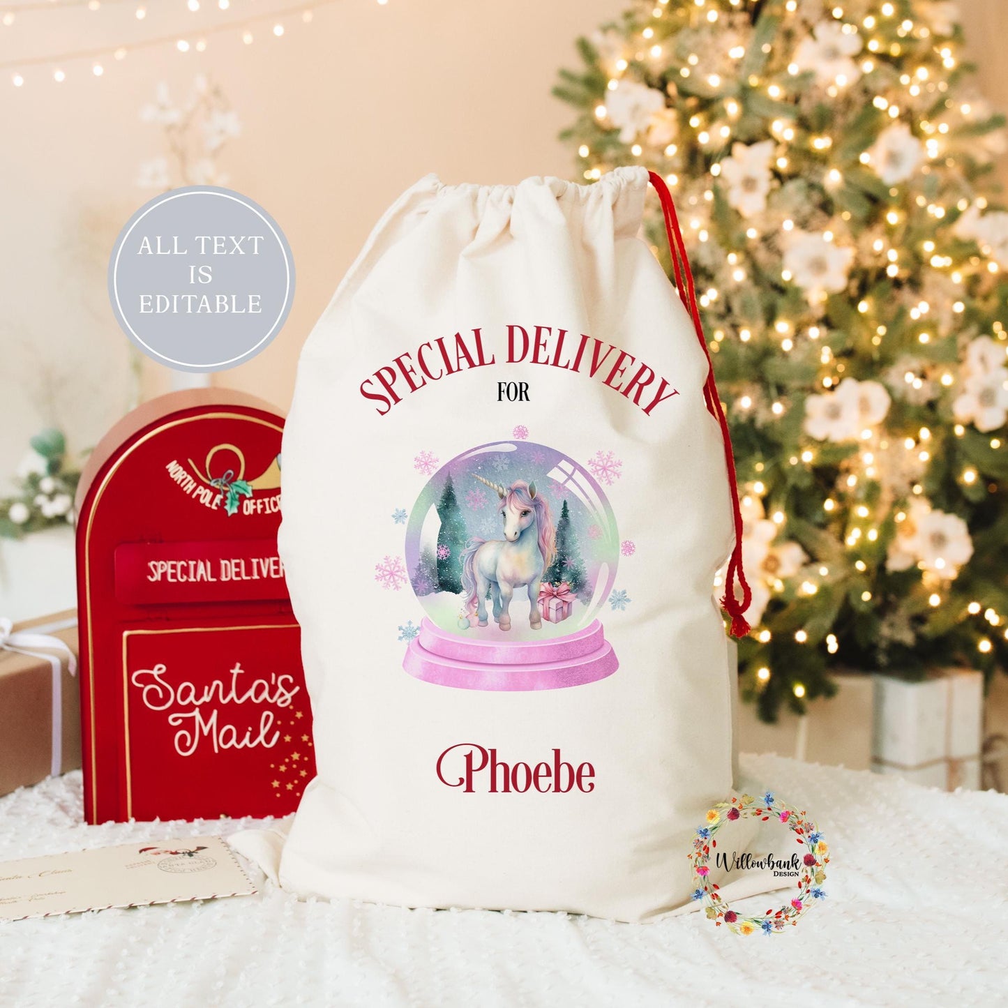 Personalised Unicorn Christmas Sack l Xmas Sack l Christmas Eve l Xmas Tree l Baby Christmas l First Christmas l Kids Christmas