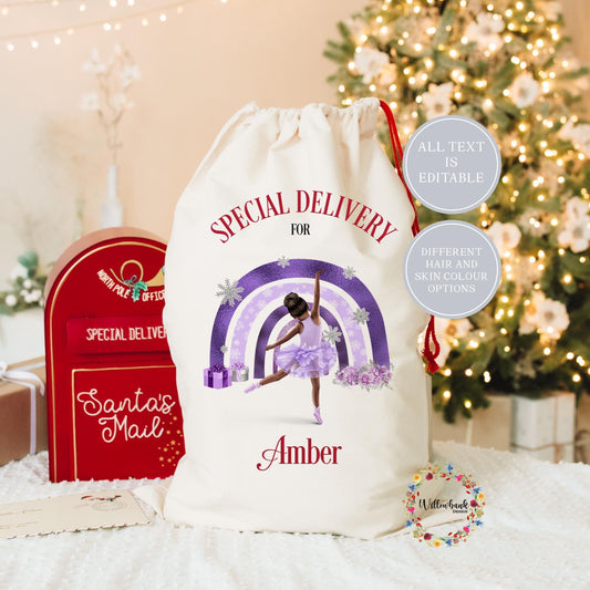 Personalised Ballerina Christmas Sack l Personalised Christmas Sack l Ballet Dancer l Xmas Sack l Christmas Eve l Ballet Christmas