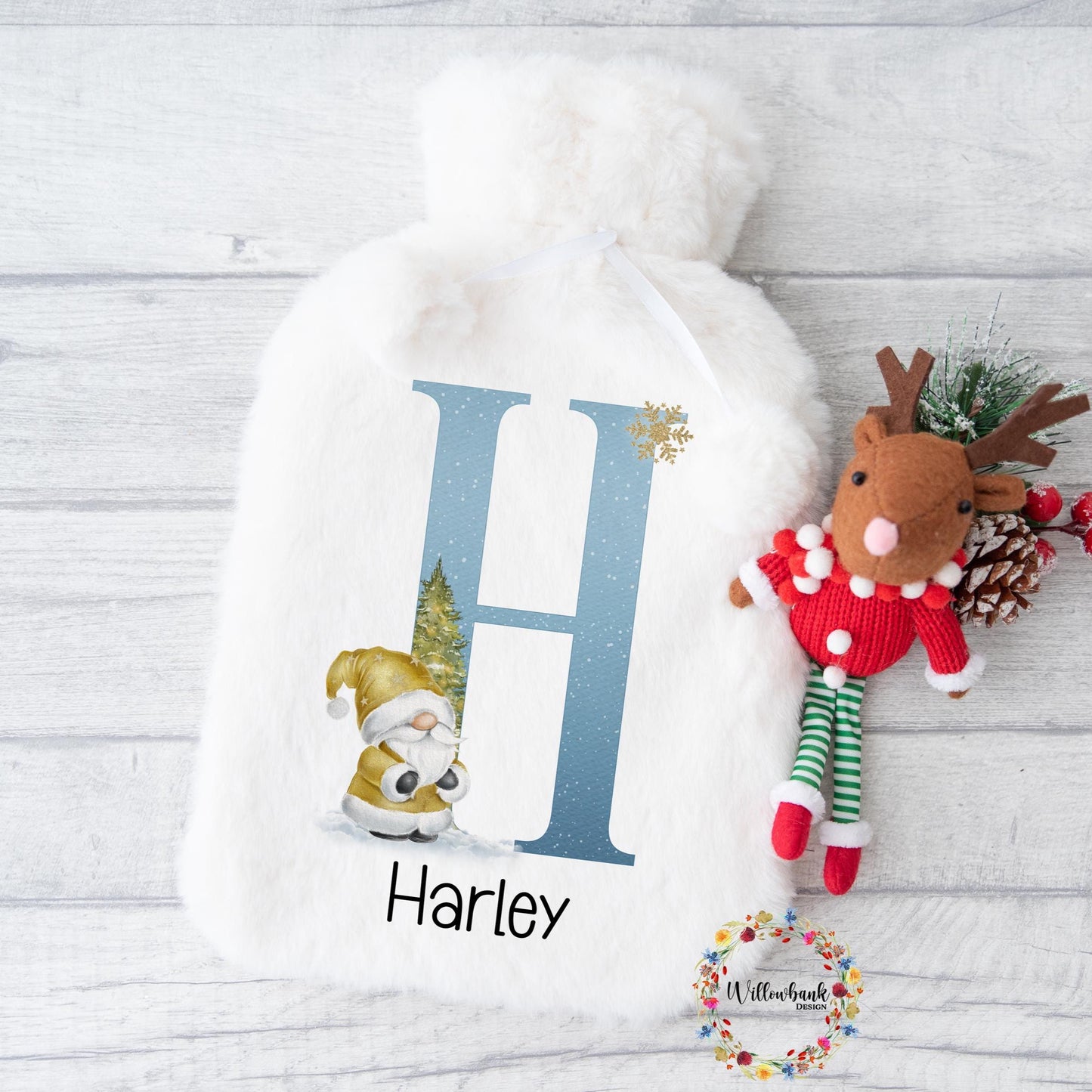 Personalised Hot Water Bottle l Gonk l Father Christmas l Xmas Gnome l Children's Christmas Gift Idea l Stocking Filler
