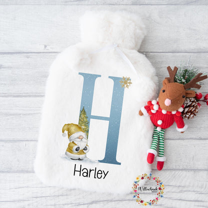 Personalised Hot Water Bottle l Gonk l Father Christmas l Xmas Gnome l Children's Christmas Gift Idea l Stocking Filler