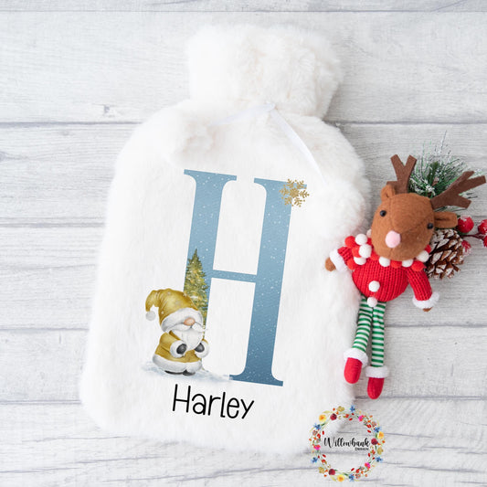 Personalised Hot Water Bottle l Gonk l Father Christmas l Xmas Gnome l Children's Christmas Gift Idea l Stocking Filler
