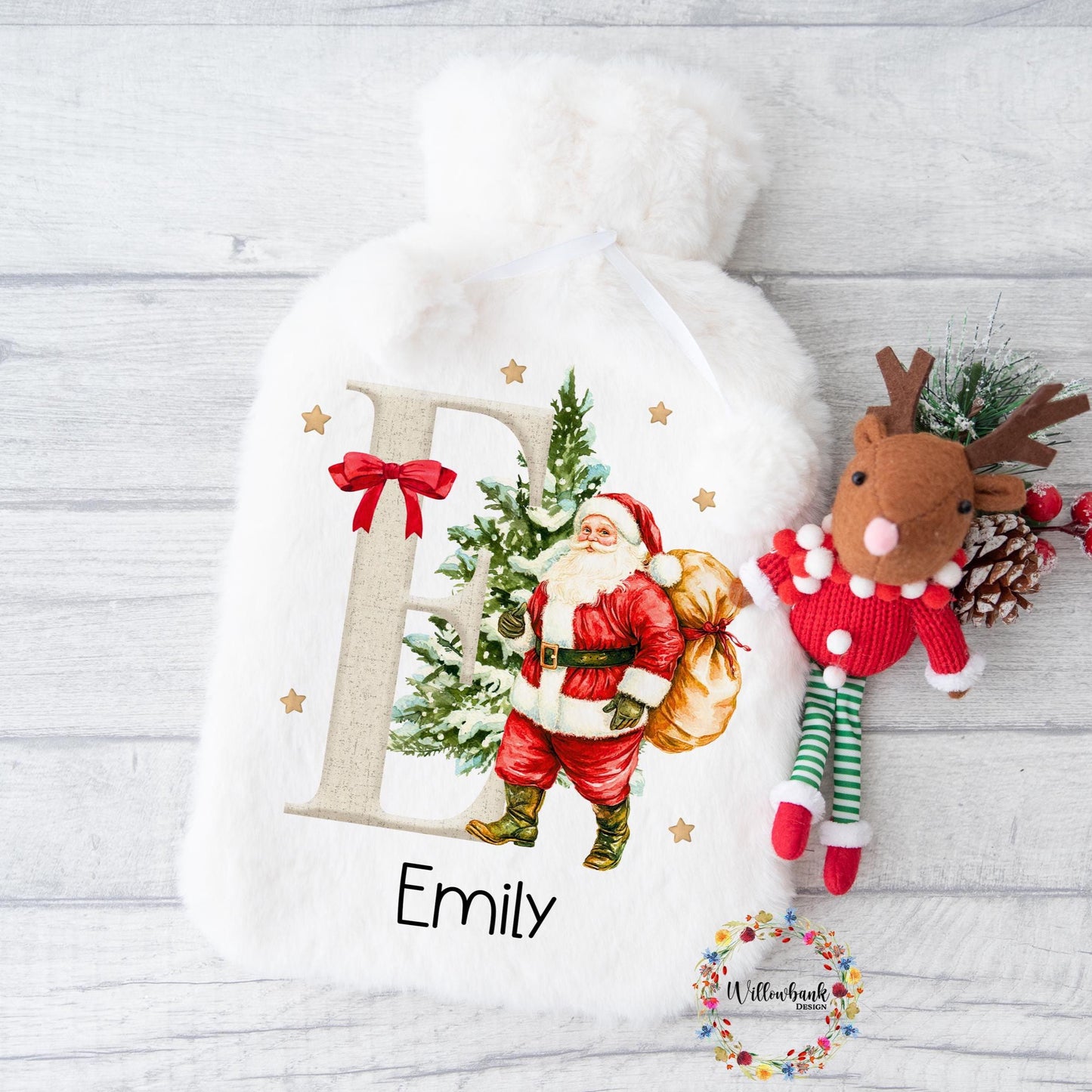 Personalised Hot Water Bottle l Santa l Father Christmas l Children's Christmas Gift Idea l Stocking Filler l Kids Xmas