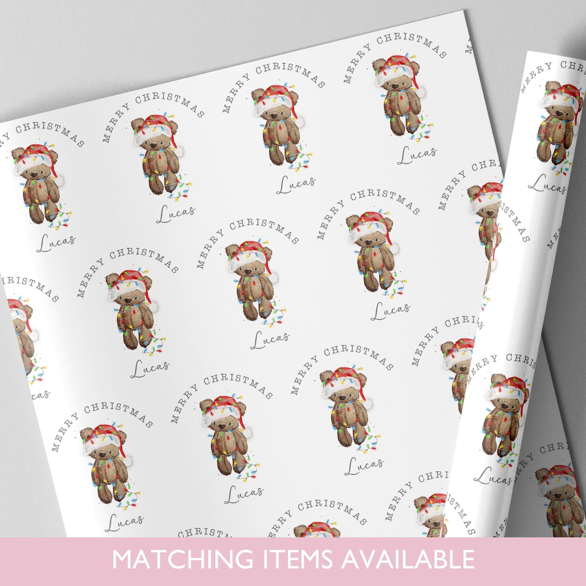 Personalised Christmas Teddy Bear Wrapping Paper l Gift Wrap l Kids Christmas l Custom Gift Paper l First Christmas l Baby Xmas