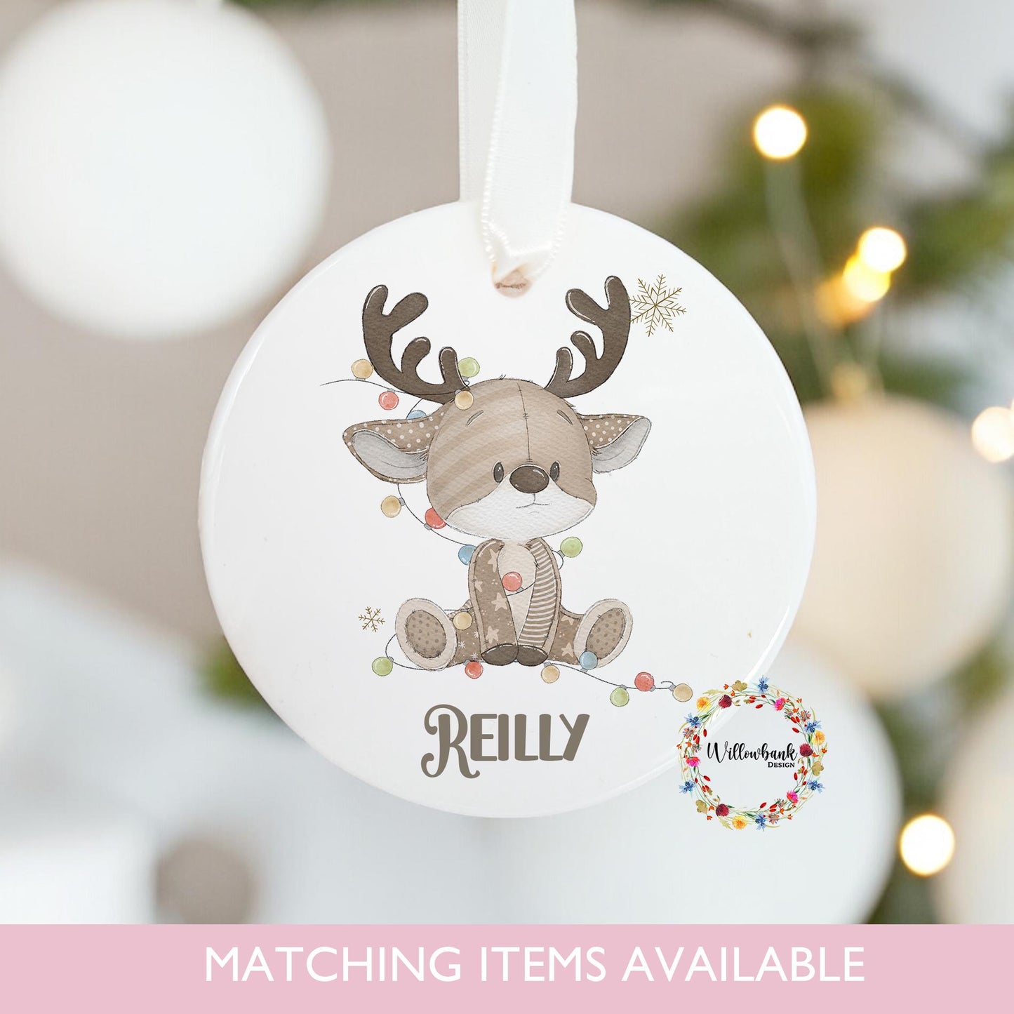 Personalised Reindeer Christmas Tree Decoration l First Xmas l Baby Keepsake Hanging Decoration l Hanging Ornament l Grandson l Grandaughter