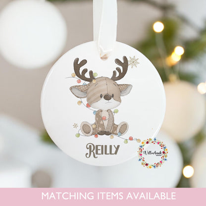 Personalised Reindeer Christmas Tree Decoration l First Xmas l Baby Keepsake Hanging Decoration l Hanging Ornament l Grandson l Grandaughter