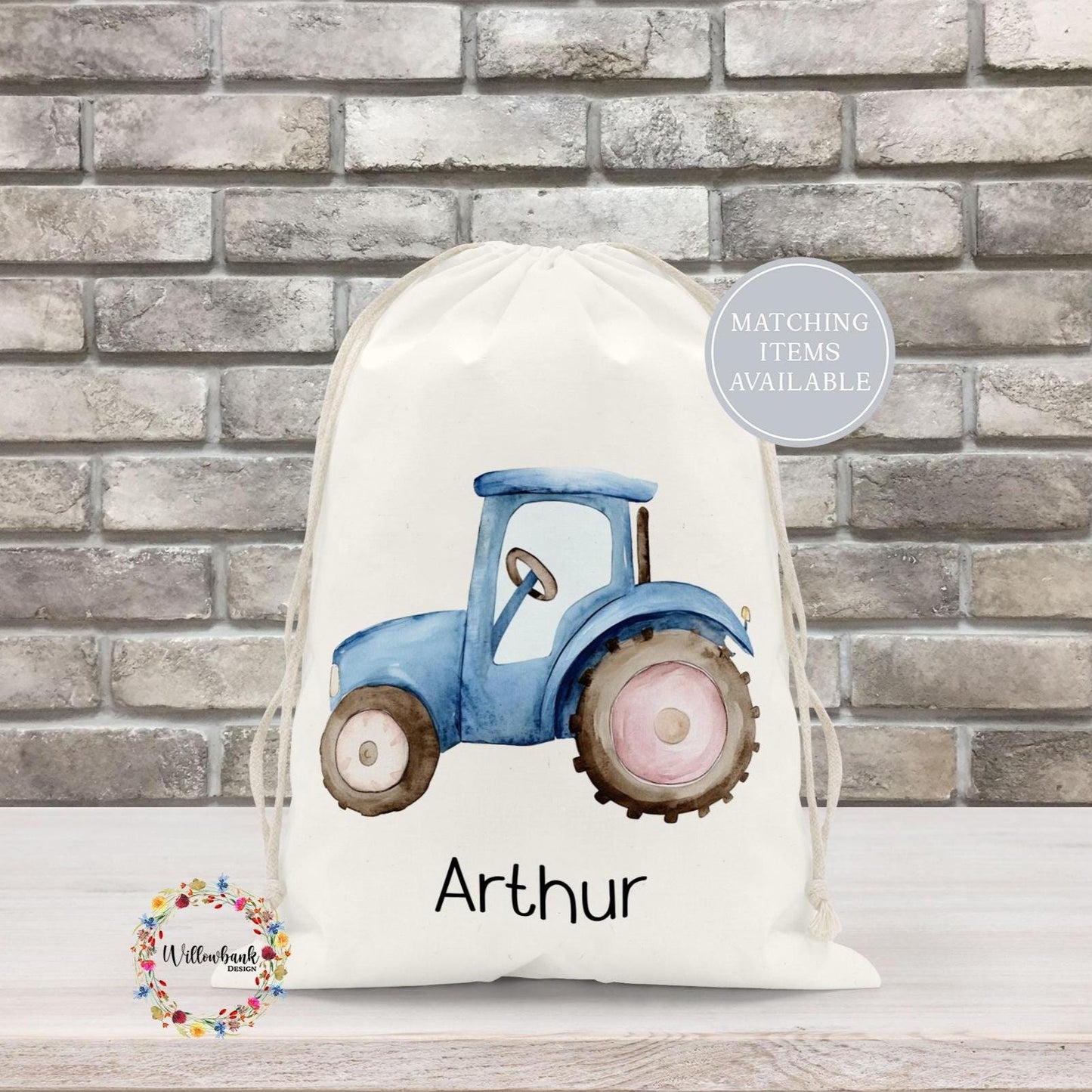 Personalised Tractor Drawstring Bag l Gym Bag l PE Bag l Back To School l Nursery Bag l Pre School l Farm Vehicle