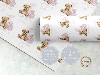 Personalised First Christmas Wrapping Paper l Teddy Bear Gift Wrap l Kids Christmas l Custom Gift Paper l Baby Xmas