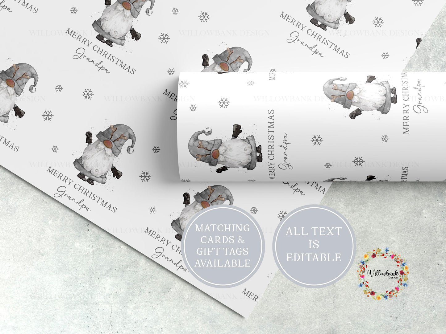 Personalised Christmas Gonk Wrapping Paper l Gift Wrap l Kids Christmas l Custom Gift Paper l First Christmas l Xmas Gnome