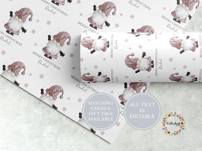 Personalised Christmas Gonk Wrapping Paper l Gift Wrap l Kids Christmas l Custom Gift Paper l First Christmas l Xmas Gnome