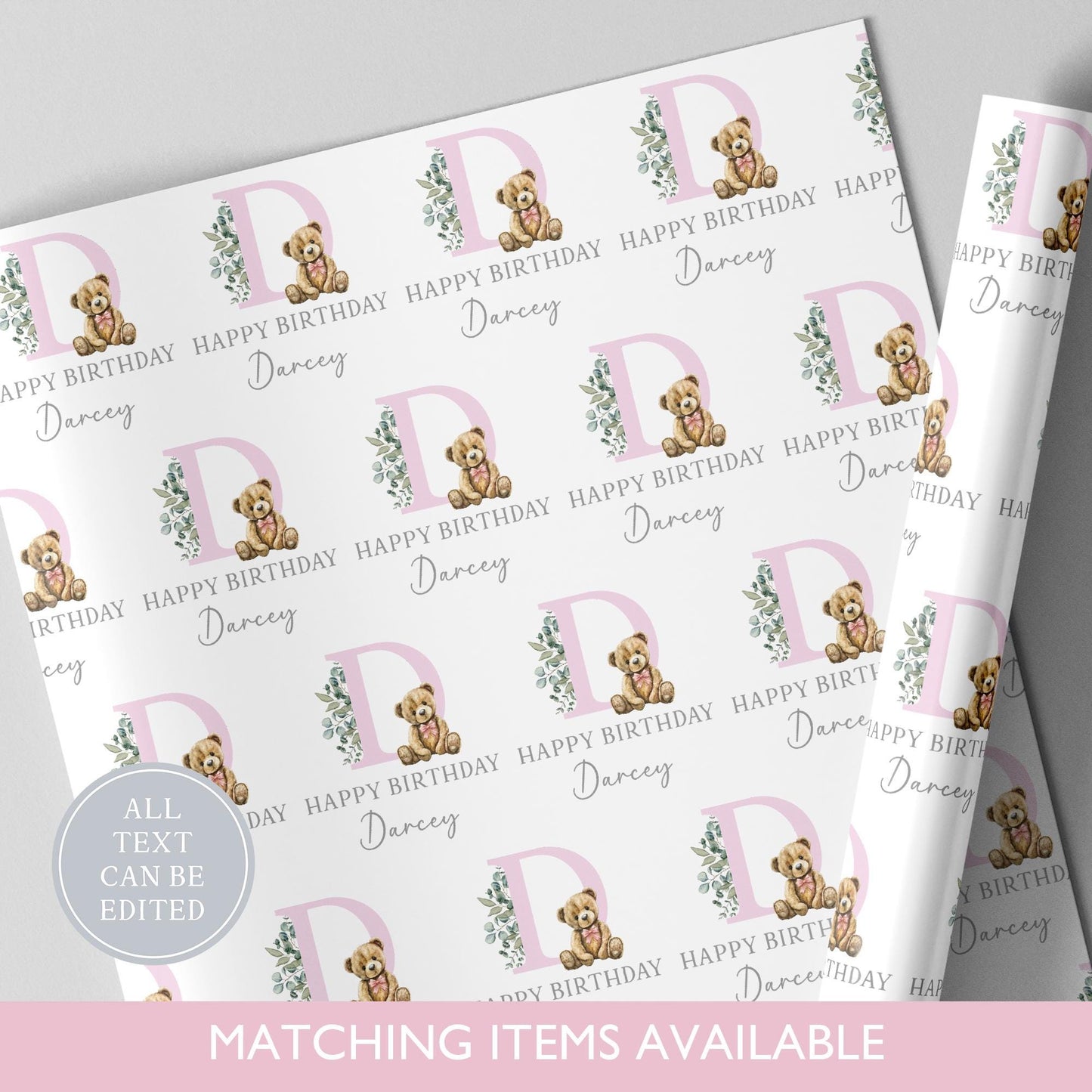 Personalised Teddy Bear Wrapping Paper l Custom Gift Wrap l Luxury Wrapping Paper l Birthday Wrapping Paper l New Baby Gift