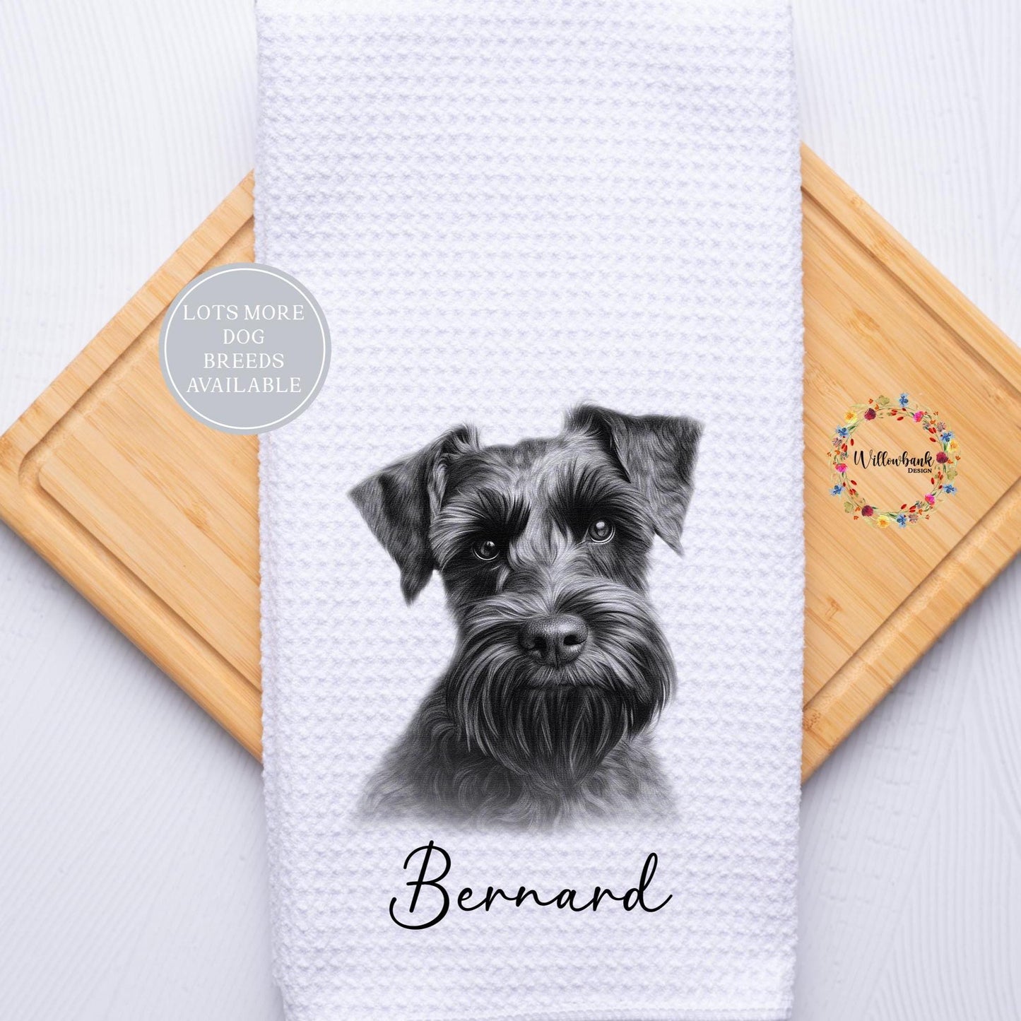 Personalised Miniature Schnauzer Dog Tea Towel l Different Breeds Available l Teatowel l Dog Towel l Kitchen Towel