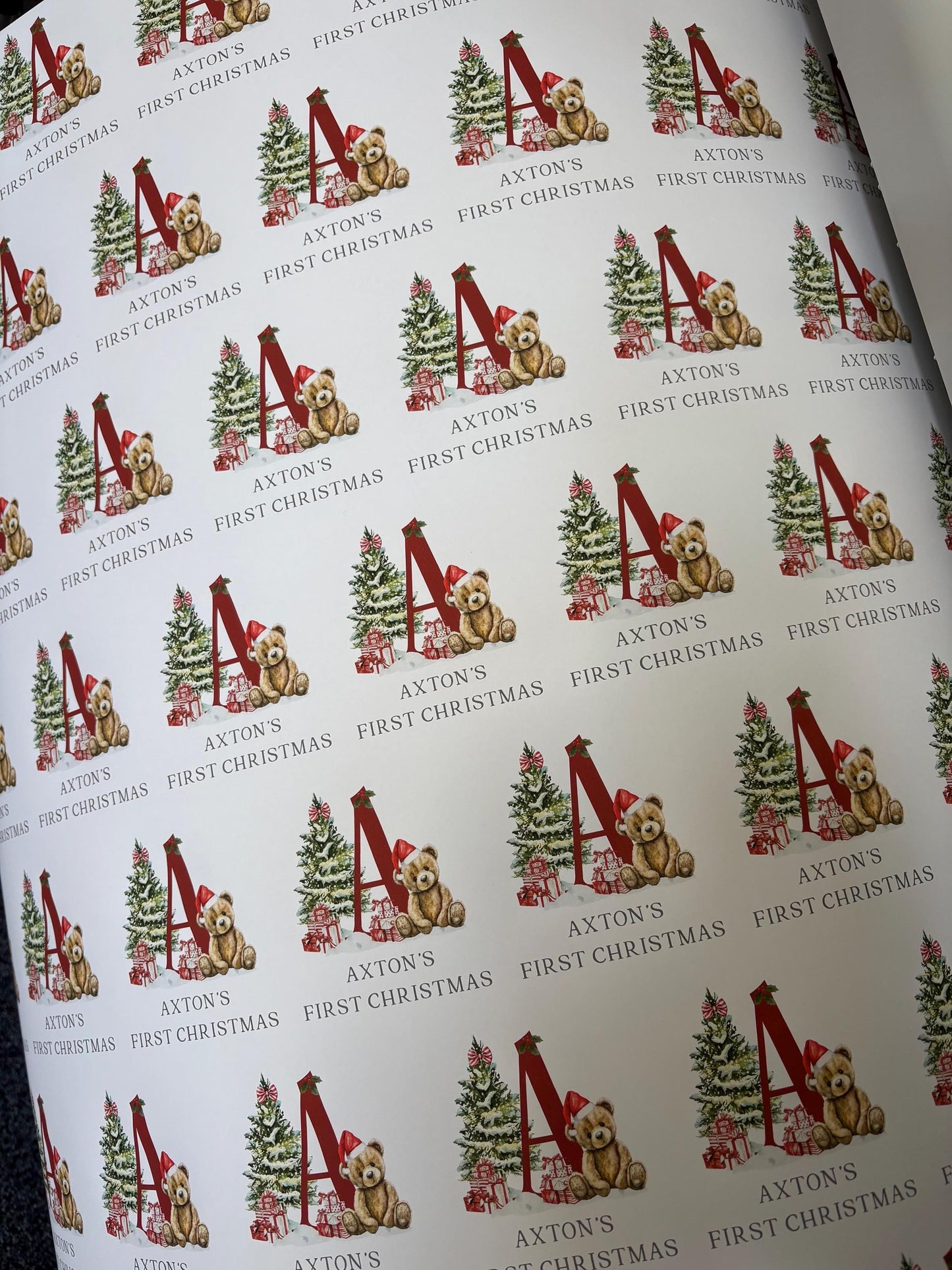 Personalised Christmas Teddy Bear Wrapping Paper l Gift Wrap l Kids Christmas l Custom Gift Paper l First Christmas