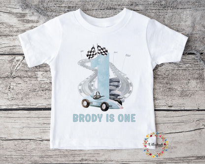 Personalised Happy Birthday Racing Car Tshirt l First Birthday l Kids Birthday