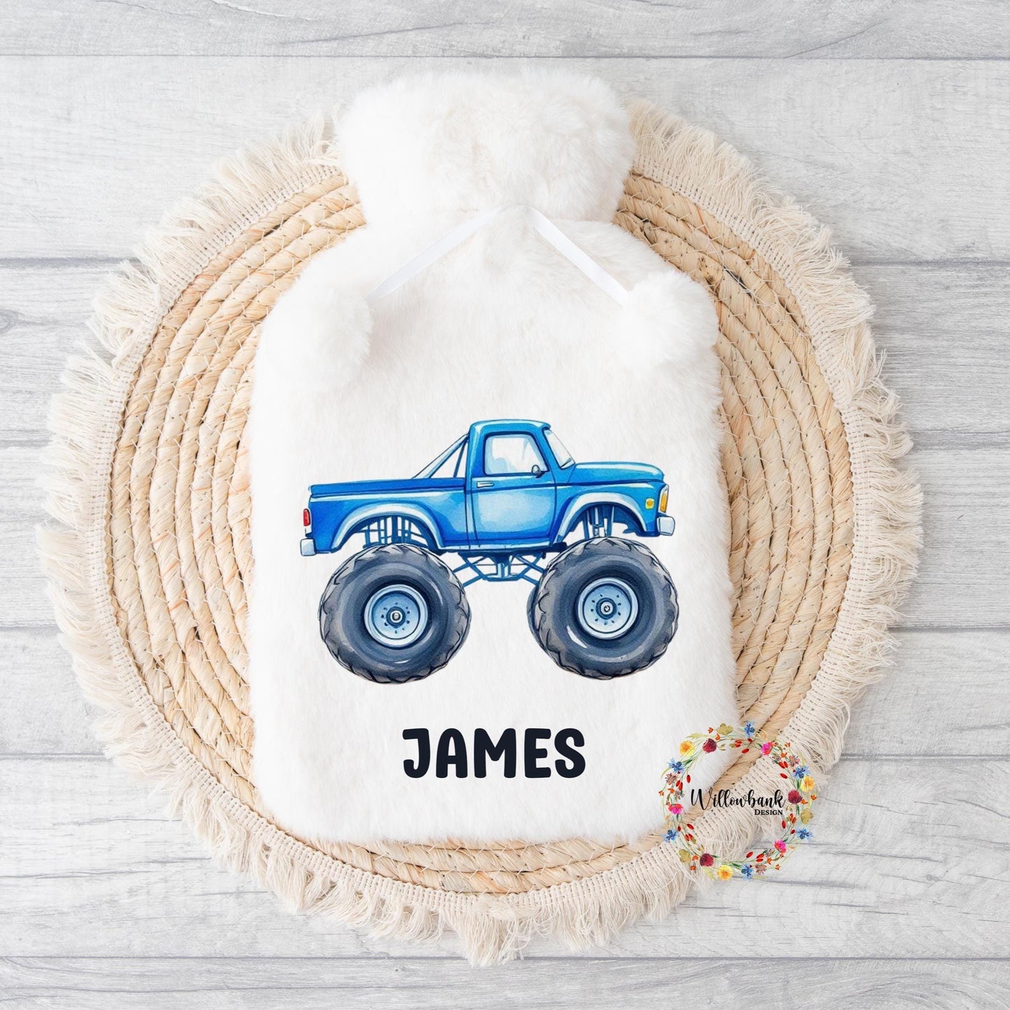 Personalised Hot Water Bottle l Monster Truck l Child Gift l Stocking Filler l Christmas Gift l Birthday Present