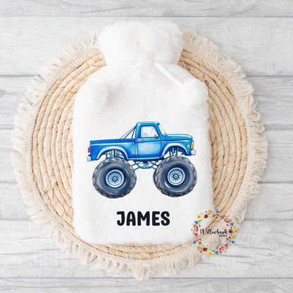 Personalised Hot Water Bottle l Monster Truck l Child Gift l Stocking Filler l Christmas Gift l Birthday Present