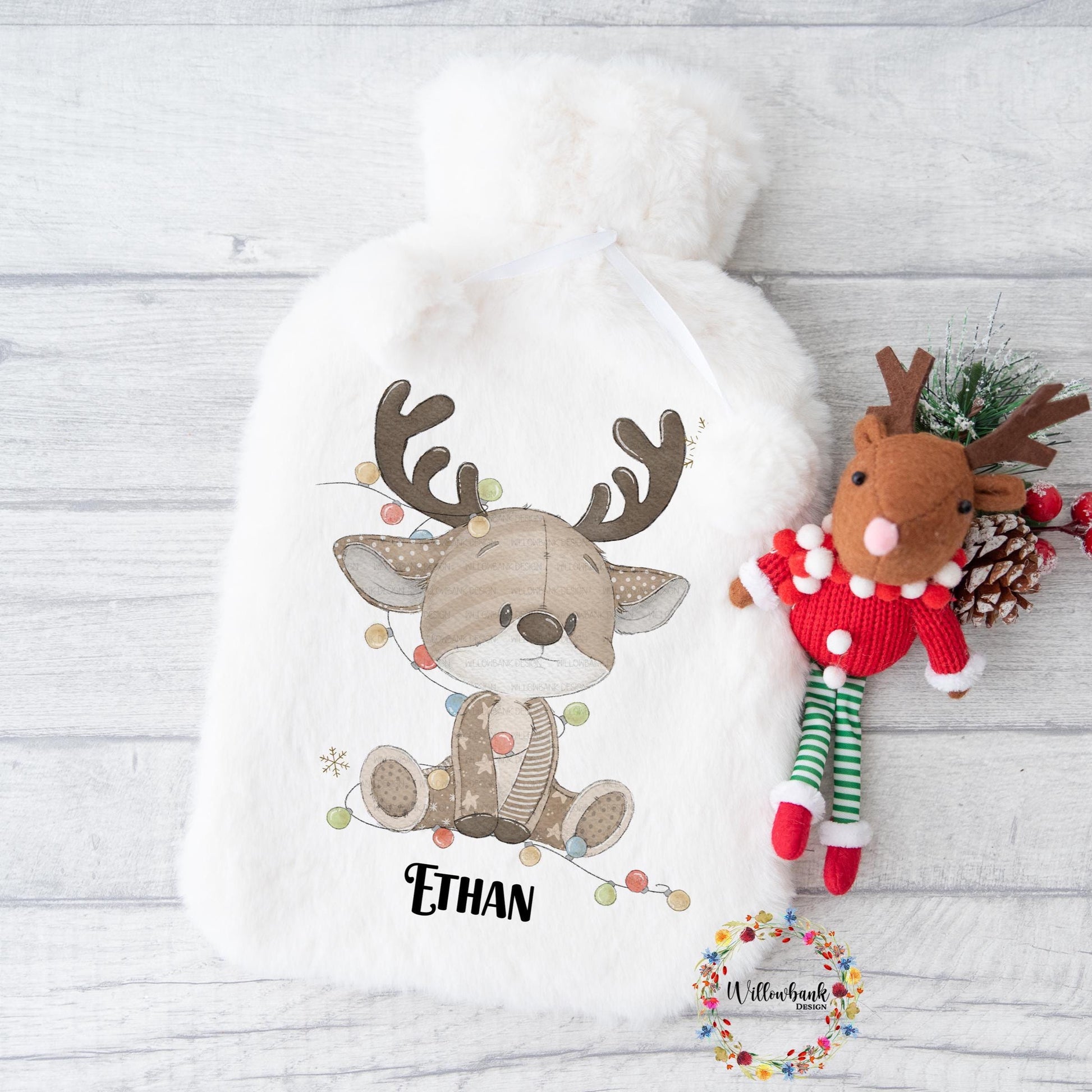 Personalised Reindeer Hot Water Bottle l Santa l Father Christmas l Children's Christmas Gift Idea l Stocking Filler